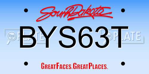 BYS63T South Dakota License Plate