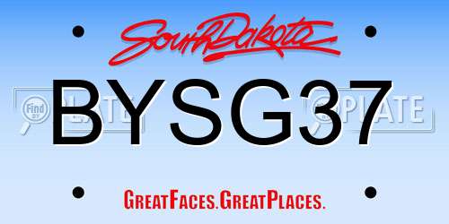 BYSG37 South Dakota License Plate