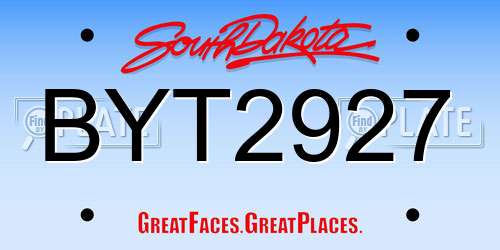 BYT2927 South Dakota License Plate