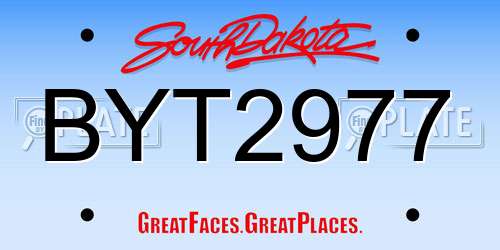 BYT2977 South Dakota License Plate