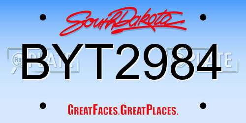 BYT2984 South Dakota License Plate