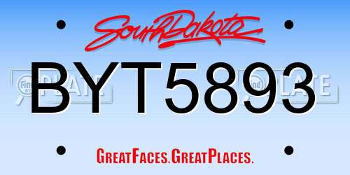 BYT5893 South Dakota License Plate