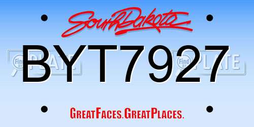 BYT7927 South Dakota License Plate