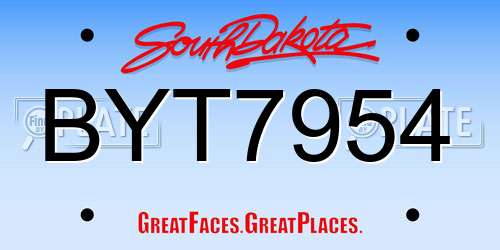 BYT7954 South Dakota License Plate