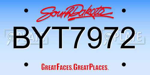 BYT7972 South Dakota License Plate