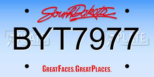 BYT7977 South Dakota License Plate