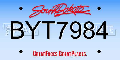 BYT7984 South Dakota License Plate