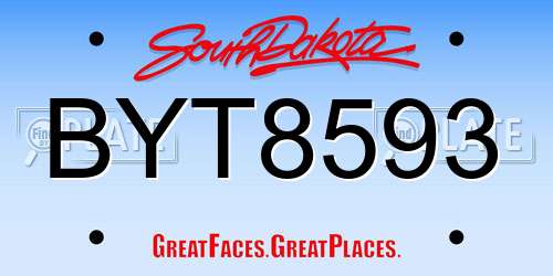 BYT8593 South Dakota License Plate