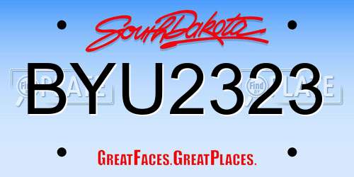 BYU2323 South Dakota License Plate