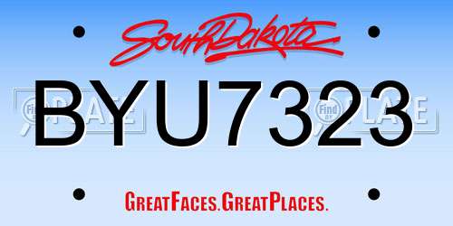 BYU7323 South Dakota License Plate