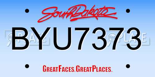 BYU7373 South Dakota License Plate