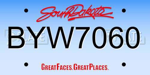BYW7060 South Dakota License Plate