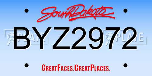 BYZ2972 South Dakota License Plate