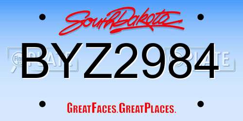 BYZ2984 South Dakota License Plate