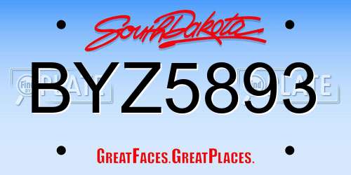 BYZ5893 South Dakota License Plate