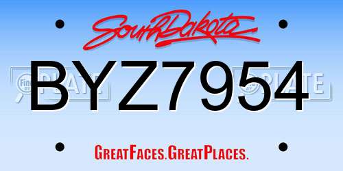 BYZ7954 South Dakota License Plate