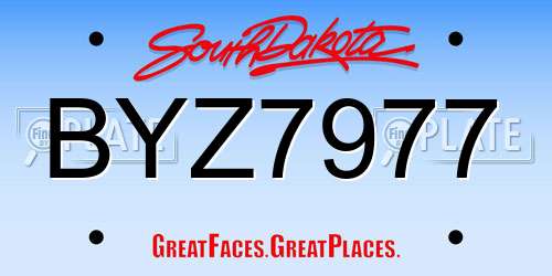 BYZ7977 South Dakota License Plate