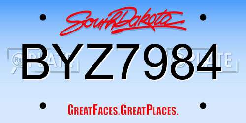 BYZ7984 South Dakota License Plate