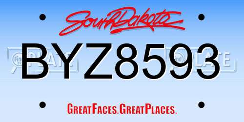 BYZ8593 South Dakota License Plate
