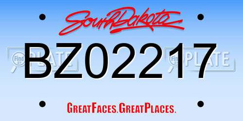 BZ02217 South Dakota License Plate