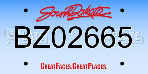 BZ02665 South Dakota License Plate