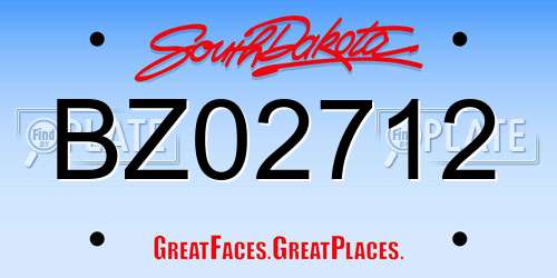 BZ02712 South Dakota License Plate