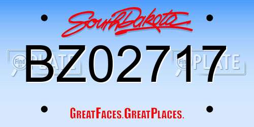 BZ02717 South Dakota License Plate