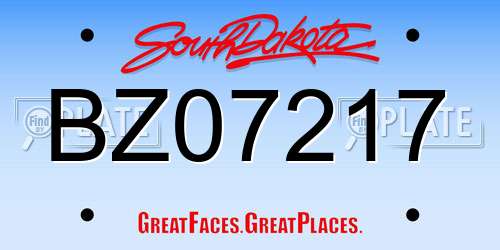 BZ07217 South Dakota License Plate
