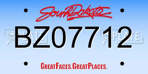 BZ07712 South Dakota License Plate