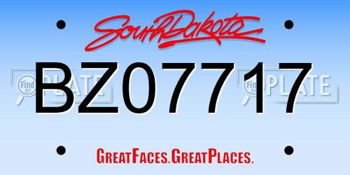 BZ07717 South Dakota License Plate