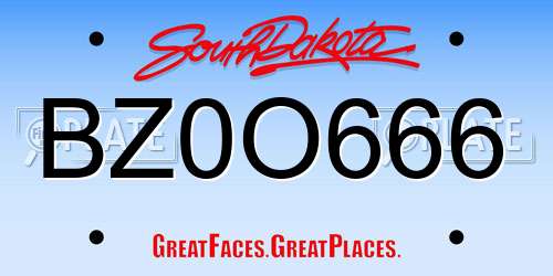 BZ0O666 South Dakota License Plate