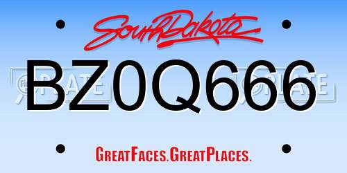 BZ0Q666 South Dakota License Plate