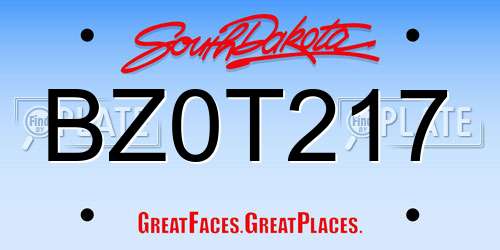 BZ0T217 South Dakota License Plate