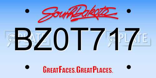 BZ0T717 South Dakota License Plate