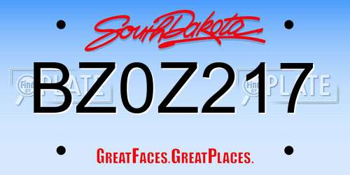 BZ0Z217 South Dakota License Plate