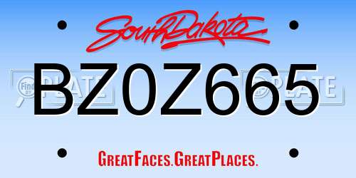 BZ0Z665 South Dakota License Plate