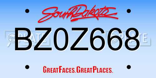 BZ0Z668 South Dakota License Plate