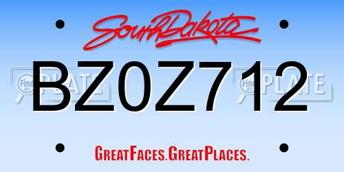 BZ0Z712 South Dakota License Plate