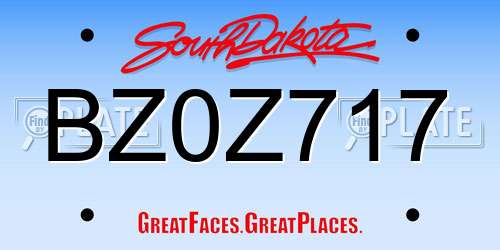 BZ0Z717 South Dakota License Plate
