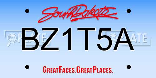 BZ1T5A South Dakota License Plate
