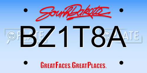 BZ1T8A South Dakota License Plate