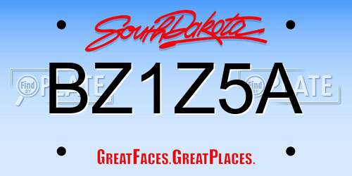 BZ1Z5A South Dakota License Plate