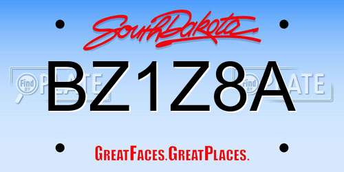 BZ1Z8A South Dakota License Plate