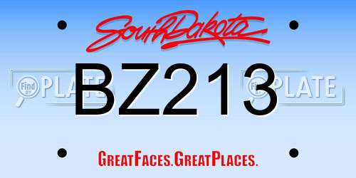 BZ213 South Dakota License Plate