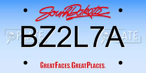 BZ2L7A South Dakota License Plate