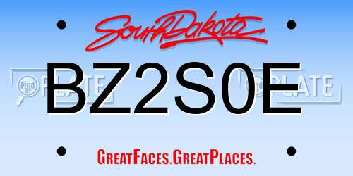 BZ2S0E South Dakota License Plate