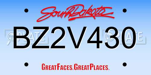 BZ2V430 South Dakota License Plate