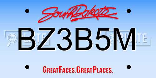 BZ3B5M South Dakota License Plate