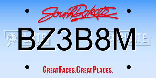 BZ3B8M South Dakota License Plate
