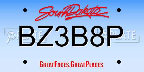 BZ3B8P South Dakota License Plate